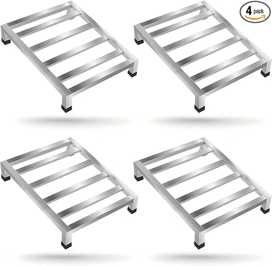 4 Pack Dunnage Rack,15.7"X11.8"X3.5" Stainless Steel Dunnage Racks,Kitchen Basement Garage Storage Racks,1000 lbs Capacity (4)