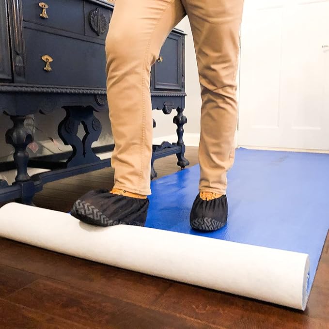 ShuBee® BeeArmor® Blue Temporary Surface Protection – Impact Resistant, Slip-Resistant Tacky Backing, Multi-Surface Floor Protector for Construction, Remodeling & Painting, 39” x 100’ (325 Sq Ft)