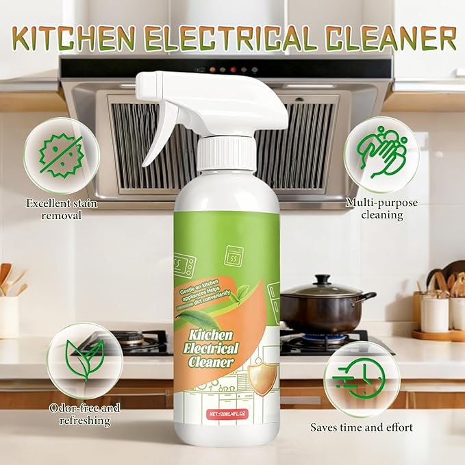 2pcs Electrolyzed Ion Kitchen Cleaner Spray, Fly Cleanse Natural Formula to Household Kitchen Appliances Spray Cleaner, Multi-Purpose Kitchen Appliance Cleaner for Hold,Oven,Stove,Range Hood