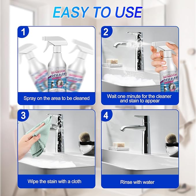 2026 New Bathroom Descaler Foam Cleaner, Multipurpose Bathroom Foam Cleaner Stubborn Stains Cleaner, Bathrooms Descaler Cleaner Spray, All Purpose Rinse Cleaning Foam for Bathrooms (3)