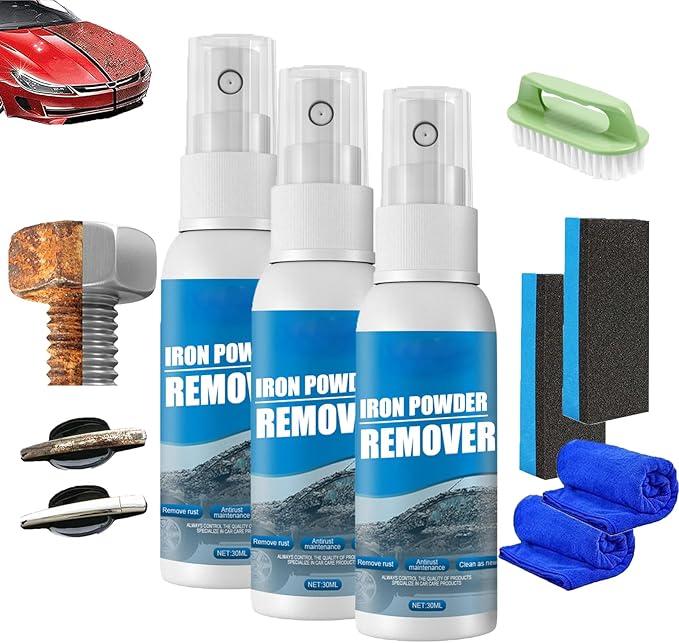 Multi Purpose Rust Remover Spray, Iron Powder Remover, Rust Removal Spray, Instant Remover Spray, Iron Out Rust Stain Remover, Car Rust Removal Spray (3pcs, 30ml)
