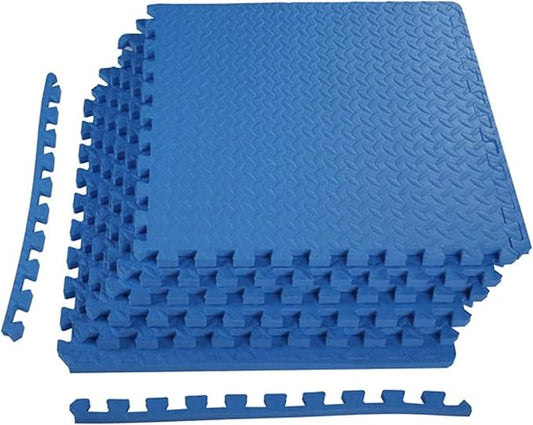 BalanceFrom Puzzle Exercise Mat 3/4' Thick, EVA Interlocking Foam Floor Tiles for Home Gym, Mat for Home Workout Equipment, Floor Padding for Kids, Blue, 24 in x 24 in x 3/4 in, 24 Sq Ft - 6 Tiles