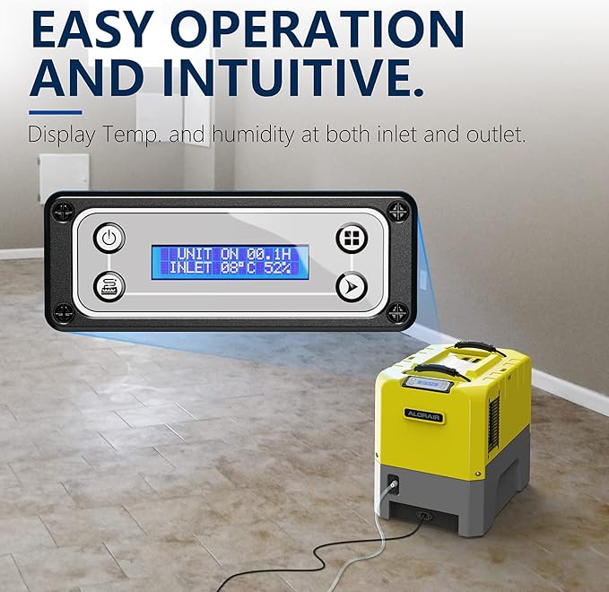 ALORAIR 180 PPD Commercial Dehumidifiers with Smart WiFi, Crawl Space Basement dehumidifier with Pump, Industry Water Damage Unit, Compact, Portable, Memory Starting, (Pack of 4) yellow