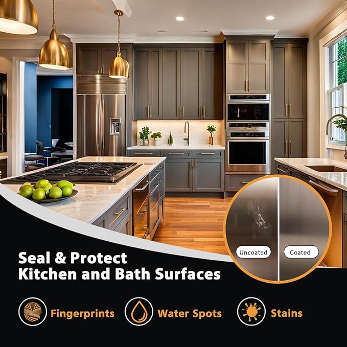 NADAMOO 2K Home Ceramic Coating Spray, 2-Parts Formula with Stronger Adhesion and Enhanced Wear Resistance, Seal & Protect Kitchen & Bath Surfaces, Repels Stains & Grime, Clear, 1 Can