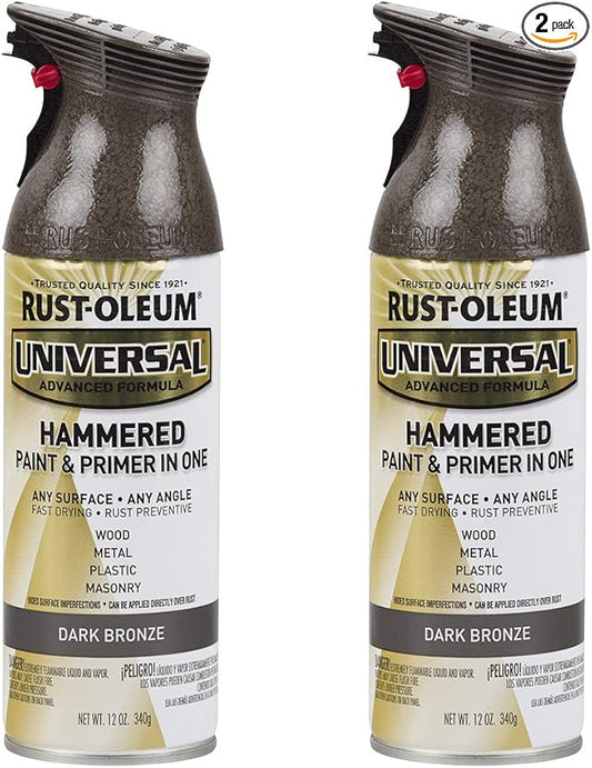 Rust-Oleum 258199-2PK Universal All Surface Hammered Spray Paint, 12 oz, Dark Bronze, 2 Pack