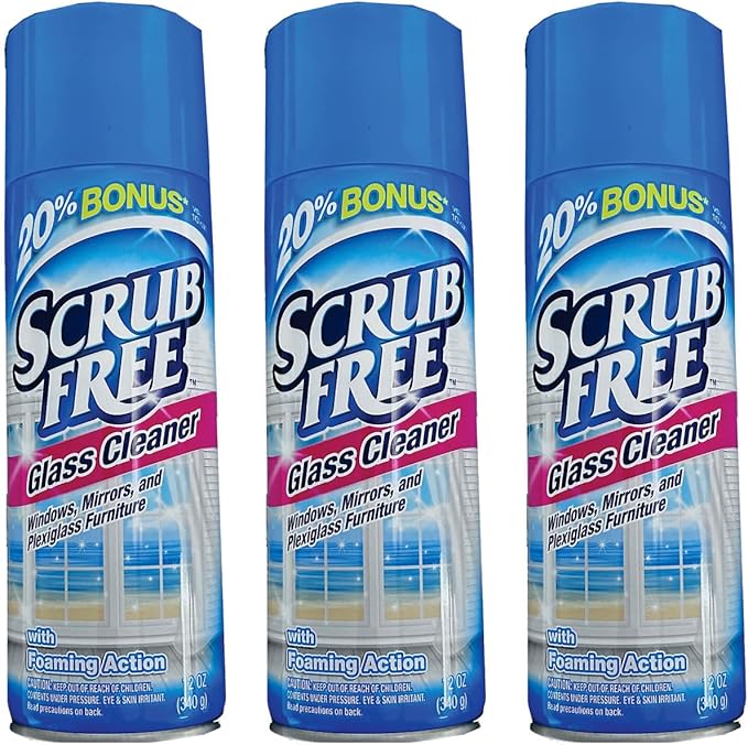 All in One Glass Cleaner Scrub Free - For Windows, Mirrors and Plexiglass Furniture - (3) 12 oz Cans - with Foaming Action The best way to clean glasses. Take yours!