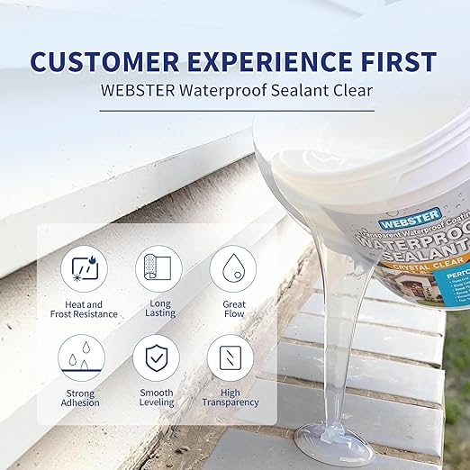 Transparent Waterproof Coating, WEBSTER 35oz Invisible Sealant,Transparent Leak Proof Coating for Roof, Wall, Bathroom, Window Sill, Indoor & Outdoor