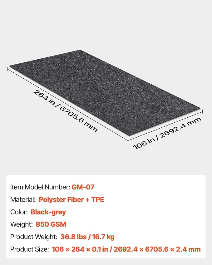 VEVOR Garage Floor Mat, 8'10"x22' Waterproof Protection from Water,Snow, Rain,Mud and Oil for Cars, Non-Slip Heavy Duty Containment Mat with TPE Anti-Leak Backing & Easy to Clean & Cuttable