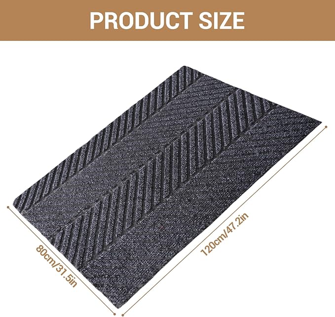 Front Door Mat Indoor Outdoor, Heavy Duty Entryway Doormat with Non Slip Backing, Low Profile Commercial Grade Welcome Mat for Home Entrance, Office, Garage