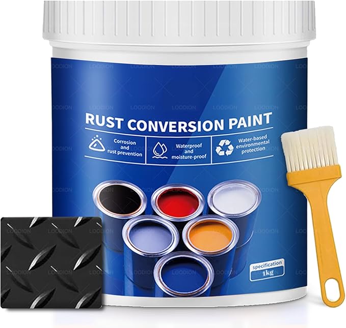 Rust Gel Rust Converter - 35.3 Fl Oz, Rust Remover for Metal, Anti Rust Paint with Brush, Eliminates Oxides from Aluminum, Cast Iron, and Steel (Black,35.3 Fl Oz)
