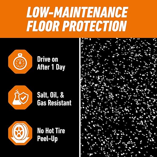 Gorilla Epoxy Garage Floor Coating (7 pc) Kit, 1-Car, Concrete Flooring, 100% Solids, Superior Adhesion, Incredibly Durable High Gloss Black Finish, 275 sq. ft. Coverage