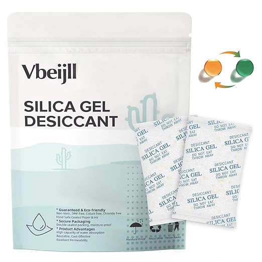 5 Gram (150 Pack) Color-Indicating Silica Gel Packets, Premium Food Grade Desiccant - Rechargeable Moisture Absorbers for Food Storage, Electronics, 3D Filament & Safes