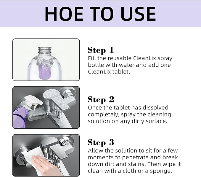Splash Spray Cleaner Bottle with 18PCS Cleaning Tablets, Multi Purpose Kitchen Cleaner Spray for Oven Kitchen Bathroom.