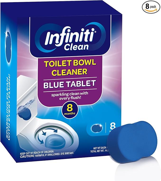 Toilet Bowl Cleaner Tablets - Blue Automatic Toilet Bowl Cleaners with Bleach, Deep Cleaning & Odor Eliminator – Septic Safe, Stain Remover for Long-Lasting Freshness and Shine (8)
