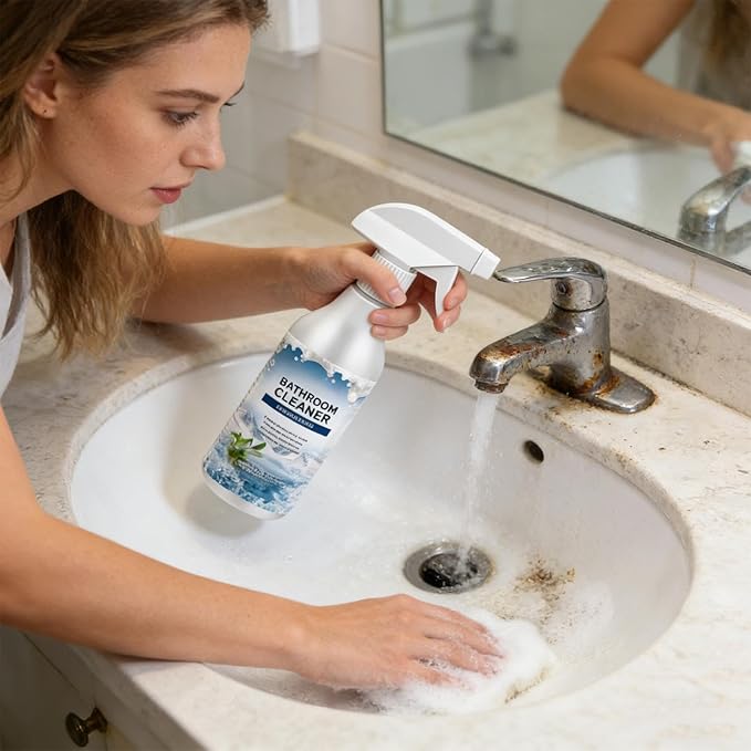 Powerful Foam Cleaner, Hard Water Spray, 1.3x1.3x6.02 Inches Stain Remover with Multipurpose Action, Bathroom Faucet Cleaner, Foaming Cleaners with Easy Spray, Home Tile for Deep Cleaning