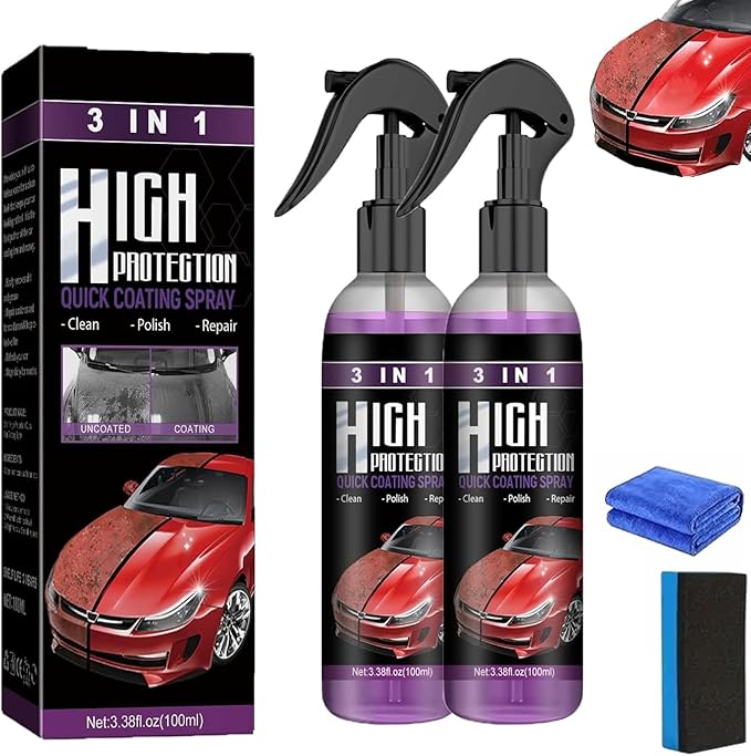 High Protection Cleaner, 3-in-1 High Protection Quick Car Coating Spray,Car Coating Cleaning Spray， for car gentle cleaning（Upgraded version100ML） (2)