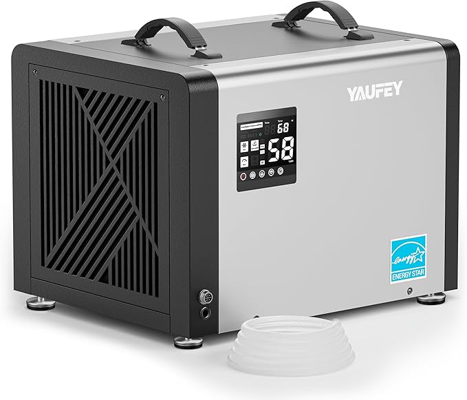Yaufey 70 Pints Energy Star Commercial Dehumidifier with Pump for 5000 Sq. Ft. Crawl Space, Basement, Industrial, 10-98% RH Humidity Control, 24/7 Continuous Drainage, TUV Certified, 5-Year Coverage