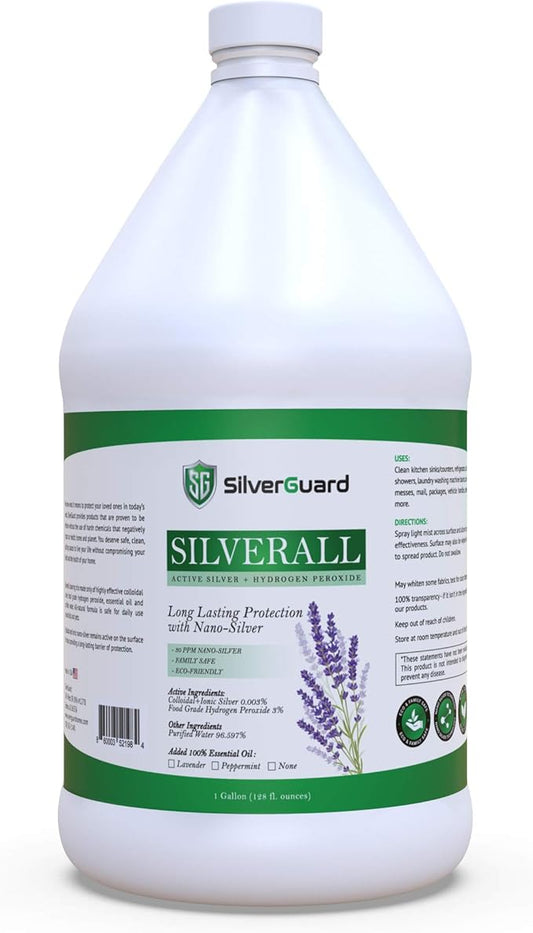 SilverAll Enhanced Hydrogen Peroxide Cleaner + Active Silver | All Purpose Cleaner with Long-Lasting Protective Silver Shield | Food Grade Hydrogen Peroxide 3 Percent | Lavender 1 Gallon