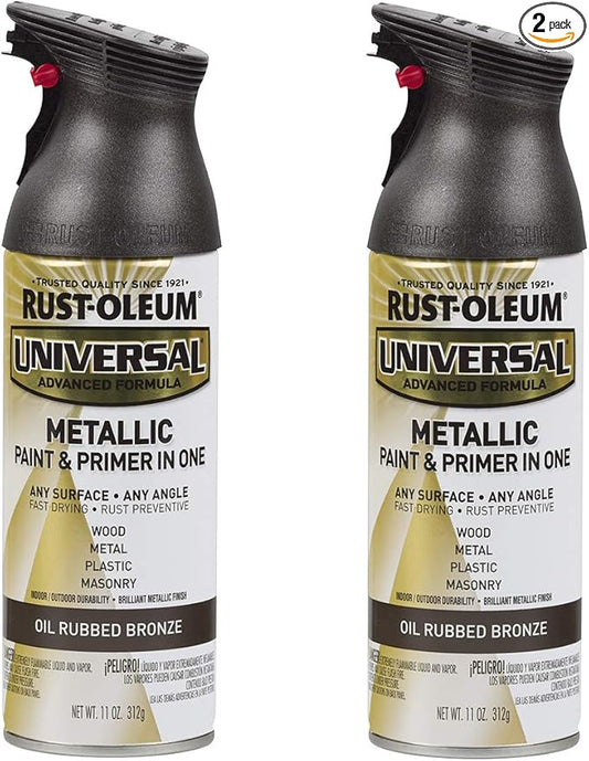 Rust-Oleum 249131-2PK Universal All Surface Metallic Spray Paint, 11 oz, Oil Rubbed Bronze, 2 Pack