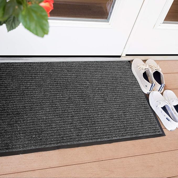 Notrax 109 Brush Step Carpeted Indoor/Outdoor Entrance Mat for Home or Office, 3' X 10', Absorbent Slip Resistant Heavy Duty Entry Mat, Charcoal, 109S0310CH