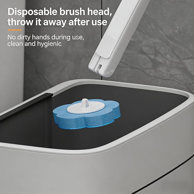 Disposable Toilet Brush and Holder Kit, Wall-Mounted Toilet Cleaning System with 18Pcs Pre-Soaked Cleaner Refills for Bathroom Deep Cleaning (Replacement Head - Blue -18Pcs)