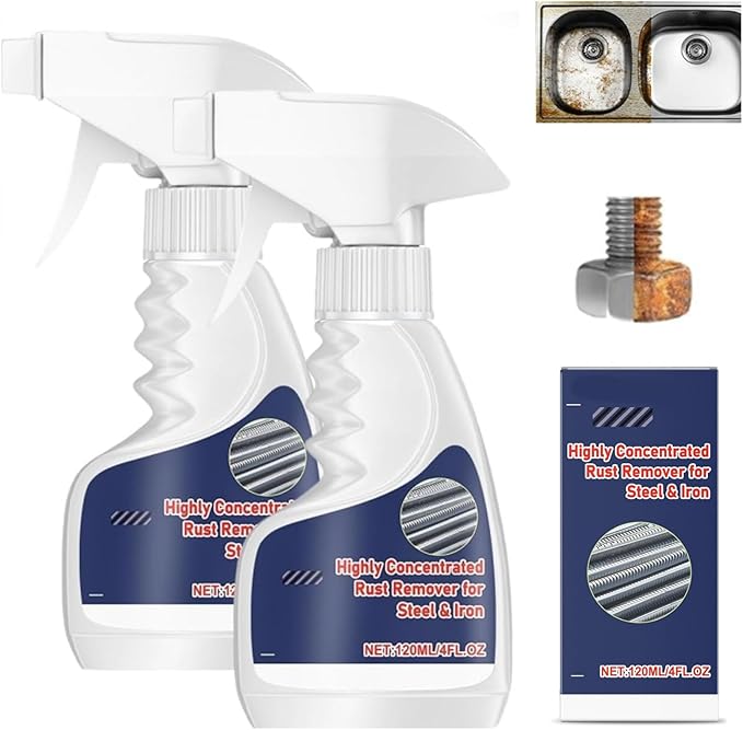 Highly Concentrated Rust Remover for Metal, Powerful Rust Removal Spray, Rust Stain Remover for Tools, Stainless Steel, Automotive Parts, Fast Acting Rust (2)