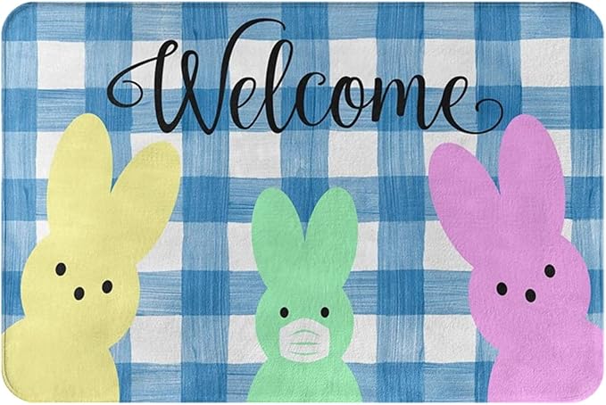 Welcome Mats for Front Door Entry Easter Doormat Non Slip Mats Door Mats for Kitchen Bathroom Bedroom Living Rooom Decor 18x30 inch
