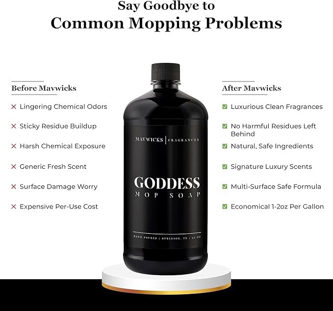 Mavwicks Fragrances - Luxury Mop Soap (Goddess) 32 Oz – Goddess Scented Floor Cleaner for Mopping – Pet Safe, Best Smelling Mop Detergent for All Surfaces