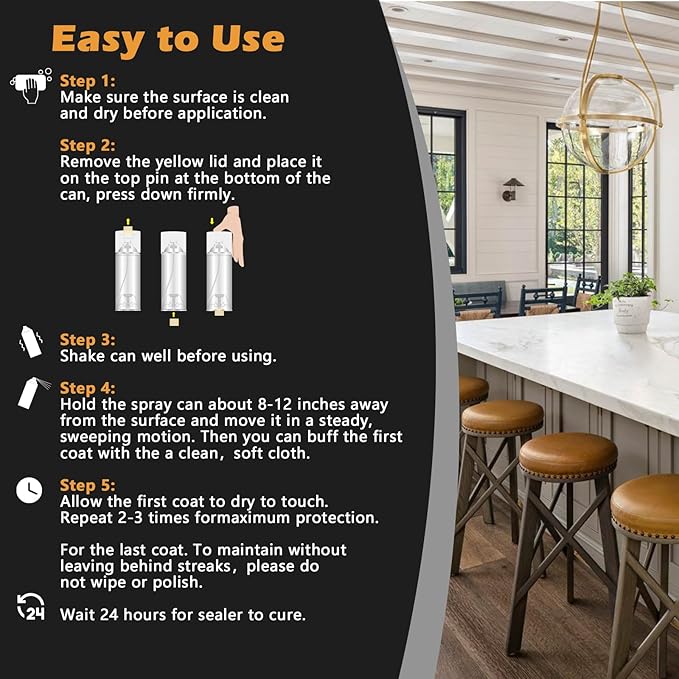 NADAMOO 2K Home Ceramic Coating Spray, 2-Parts Formula with Stronger Adhesion and Enhanced Wear Resistance, Seal & Protect Kitchen & Bath Surfaces, Repels Stains & Grime, Clear, 1 Can