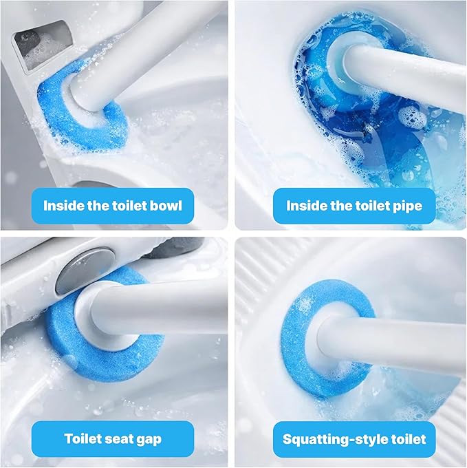 CiLoN 24 Count Carry Detergent Disposable Toilet Brush Refill Pads. 5-Layer Rich Foam Cleaning Sponge Head Replacements. Pre-Loaded Disposal Scrubbing Head Refills For Toilet Wands. 24 Pads-Value Pack