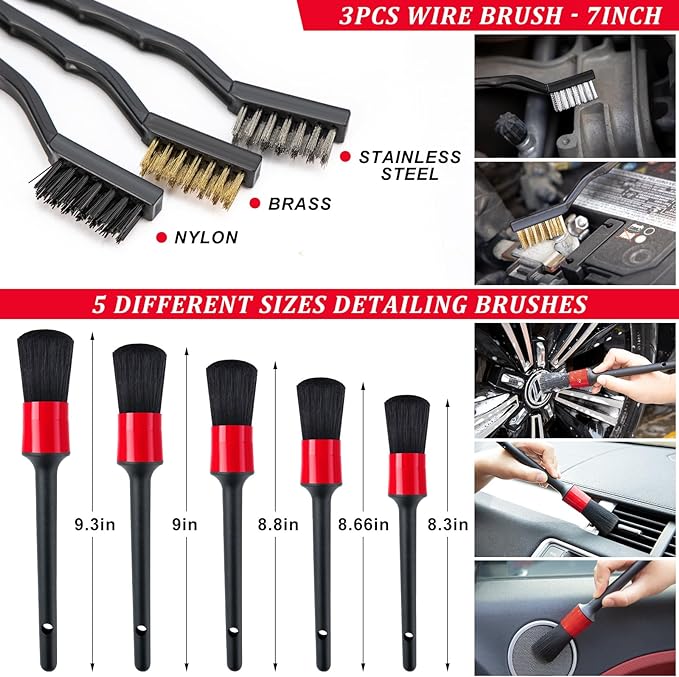40Pcs Car Wash Cleaning Kit with Foam Gun Sprayer Detailing Brushes Wash Mop Windshield Cleaning Tool Tire Brush Towels Complete Interior Exterior Detailing Set for Car