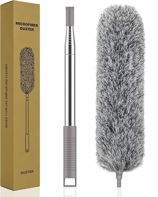 SetSail Extra-Long Dusters with Extension Pole 100-inch for Cleaning, Bendable Microfiber Head Washable Ceiling Fan Duster for High Ceilings, Furniture