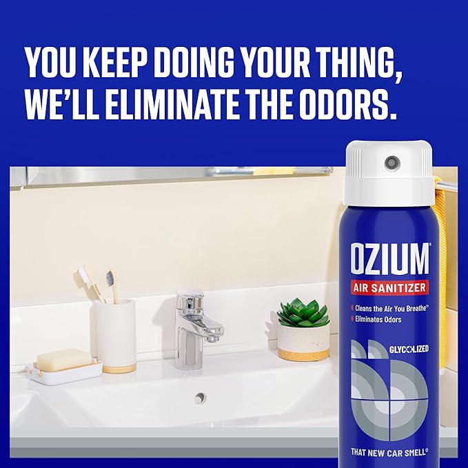 Ozium 3.5 Oz. Air Sanitizer & Odor Eliminator for Homes, Cars, Offices and More, New Car Scent, 4 Pack (OZM-22-4)