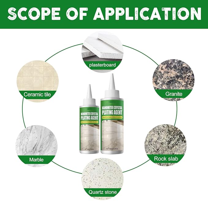 Tiles Scratch Remover Polish Solution with Applicators Sponge Cleaning Cloth for Kitchen Countertop Floor Restorations Ceramic Tiles Restorer with Sponge Brush Tiles Scratch Repair Tools