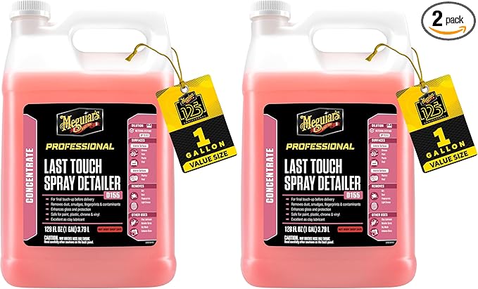 Meguiar's D15501 Last Touch Spray Detailer,Great for Use as Clay Lubricant,creates a Showroom Shine,Removes Dust,Smudges,Fingerprints & More,Versatile Use and Enhances Protection,1 Gallon,(Pack of 2)