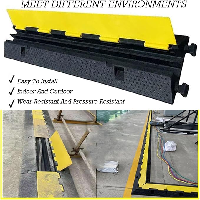 Cable Protector Ramp,Rubber Driveway Modular Heavy Duty Speed,for Garage Gravel Roads Asphalt Concrete