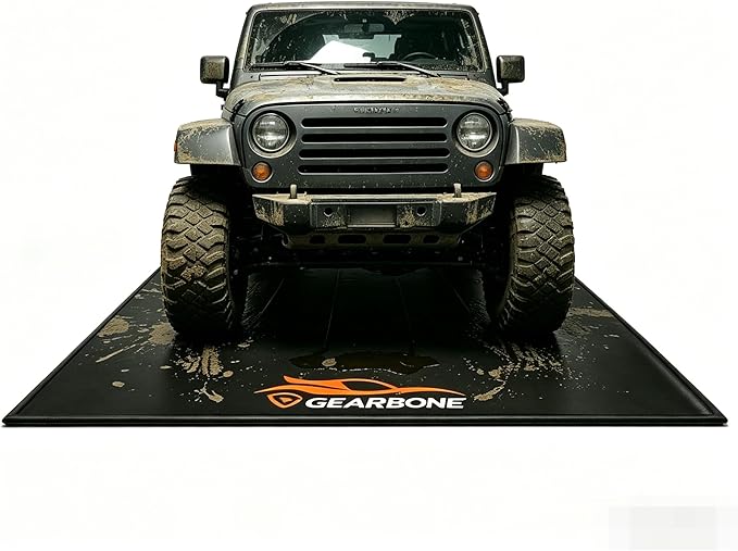 Garage Floor Mat for Under Car, 7’9” x 18’ Heavy-Duty 1000D PVC Containment Mat with Raised Edge, Waterproof Non-Slip Parking Mat for Snow, Rain, Mud, Car Garage Floor Protector for SUVs/Trucks