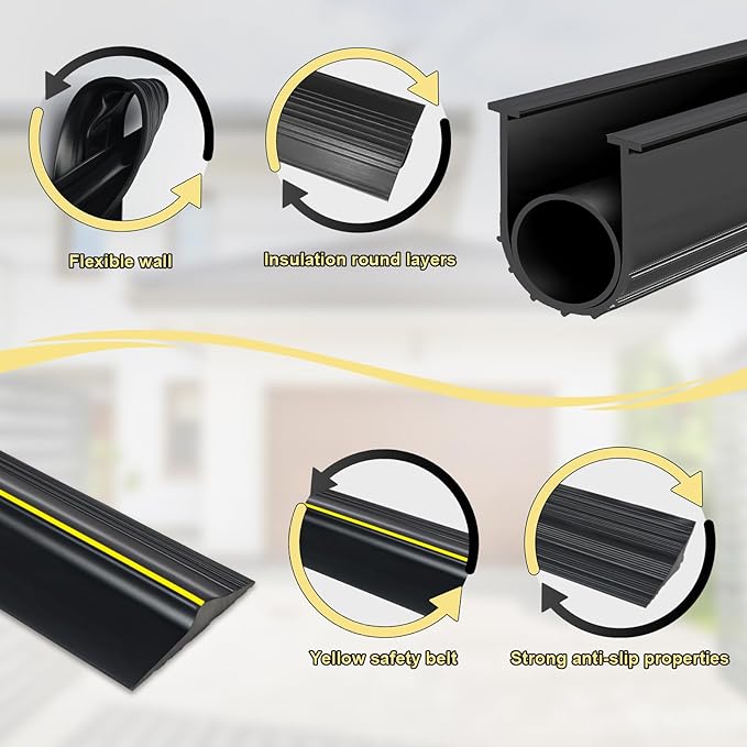 DGSL Garage Door Threshold and Bottom Seals Kit 12 FT,Rubber Weather Stripping Seal Strip Replacement,DIY Garage Door Bottom Seal with Sealants/Adhesive Combination