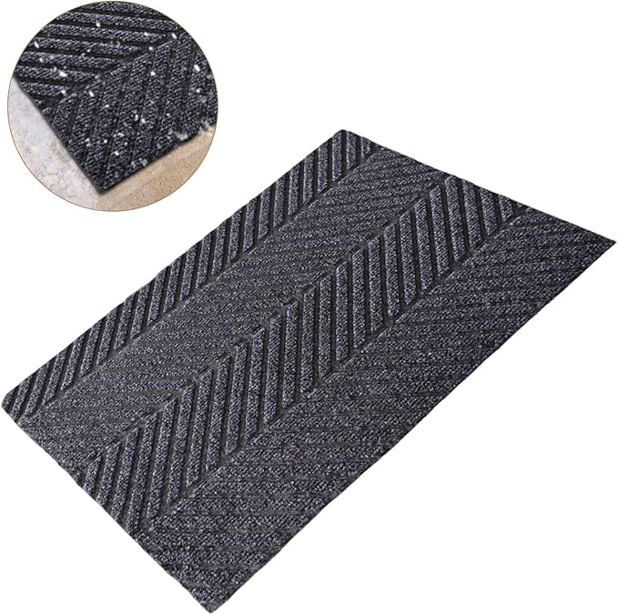 Front Door Mat Indoor Outdoor, Heavy Duty Entryway Doormat with Non Slip Backing, Low Profile Commercial Grade Welcome Mat for Home Entrance, Office, Garage