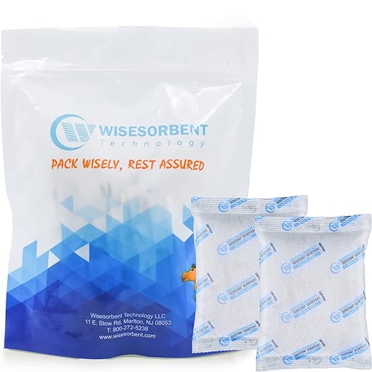 Wisesorb 60 Packs 100 Gram Silica Gel Packets, Dessicant Beads Packets for Storage, Silica Gel Desiccant Packs, Moisture Absorber Silica Gel Beads Packs for Moisture Control