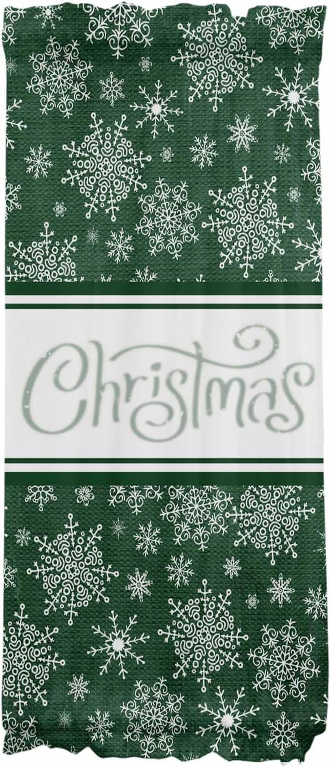 Christmas French Door Curtain Panel for Front Door, Different Dark Green Snowflakes Christmas Slidelight Door Curtains with Tieback Light Filtering Privacy Panels for Doorway Entryway 25"x 40"