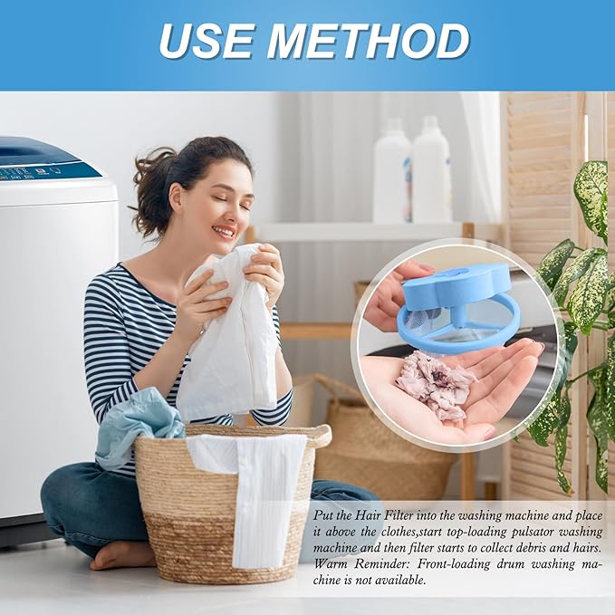 NEIJIANG Lint Catcher for Laundry,Pet Hair Remover for Laundry,Washing Machine Floating Lint Mesh Bag,Reusable Household Hair Filter Washer Lint Trap Net Pouch 4 Pieces (Blue)
