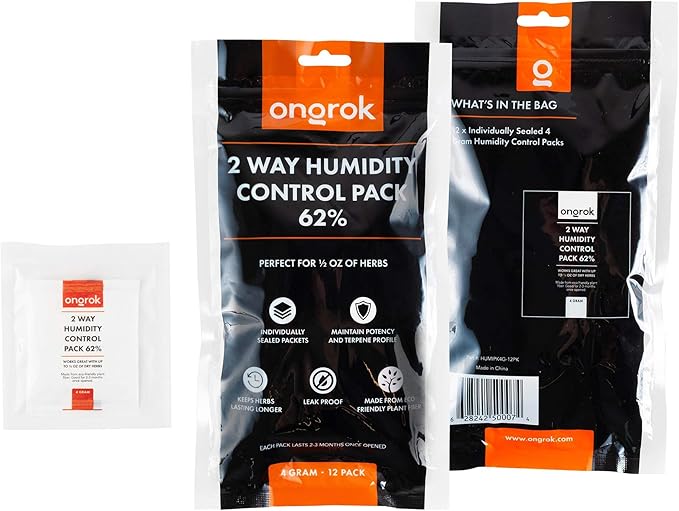 Size 4, 2 Way Humidity Control Packets, 62% RH, 12 Pack, Each Pack Good for up to 1/2 oz