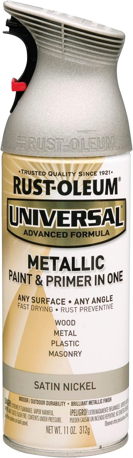 Rust-Oleum 249130 Universal All Surface Metallic Spray Paint, 11 oz, Satin Nickel