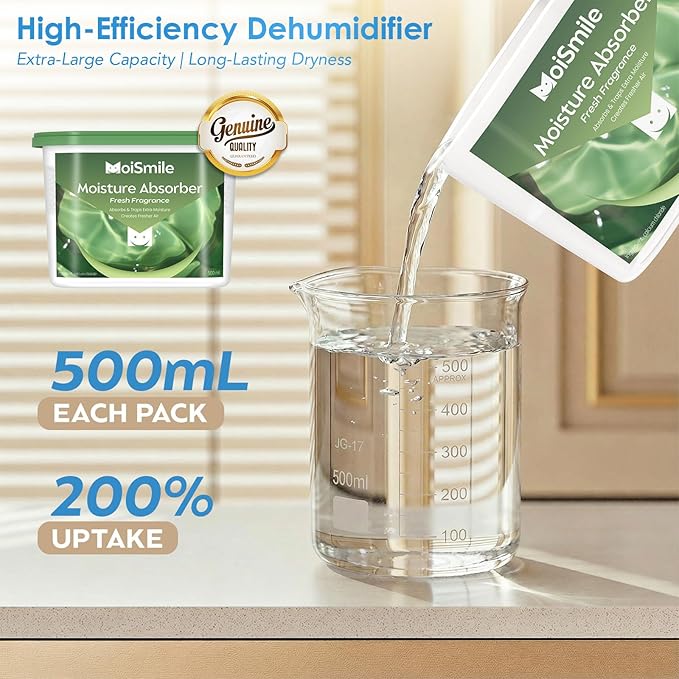 Moisture Absorbers 12 Packs, 10.8 Oz Fresh Scent Efficient Humidity Absorber ＆ Odor Eliminator Boxes, Refillable Car Dehumidifier for Closet, Bathroom, Basement＆ RV