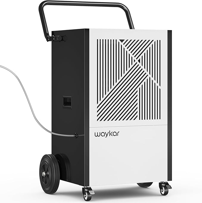 Waykar 216 Pints Commercial Dehumidifier with Pump, Drain Hose and Washable Filter Space up to 8500 Sq. Ft, for Basements, Industrial or Commercial Spaces and Flood Restoration - 5 Years Warranty