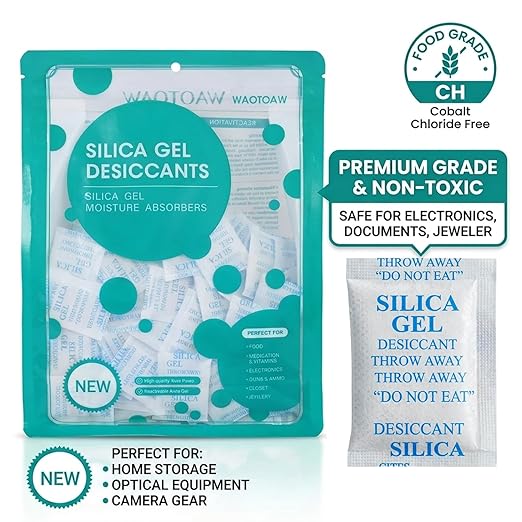 2 Gram 500 Pack Desiccant Packs for Storage, Premium Food Grade Silica Gel Packets - Rechargeable Moisture Absorbers for Safes, Food & Electronics