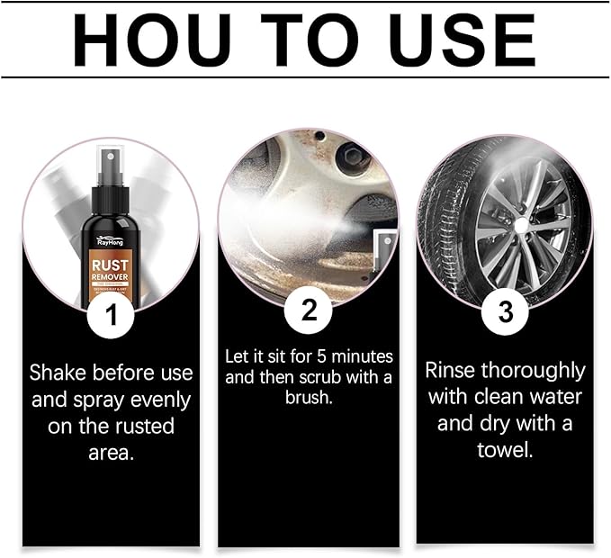 Rust Remover Spray,Rust Remover for Metal,for Heavy Duty Rust Dissolver for Metal, Tools, Cars, Chains 30ml/1 FL OZ (2PCS)