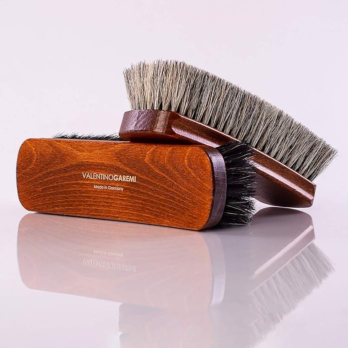 VALENTINO GAREMI Shoe Brush | Luxury Shining Polishing & Buffing Brush - Large 8 Inch | Genuine Horse Hair | Made in Germany