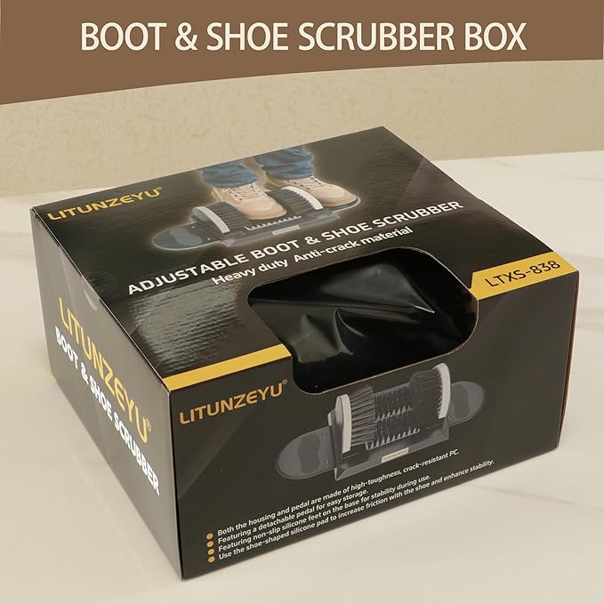 Adjustable Width Boot Scrubber & Shoe Cleaner - Heavy Duty,Outdoor/Indoor Use to Remove Mud, Snow,Dirt,Garden,Garage,Farm,Patio Brush